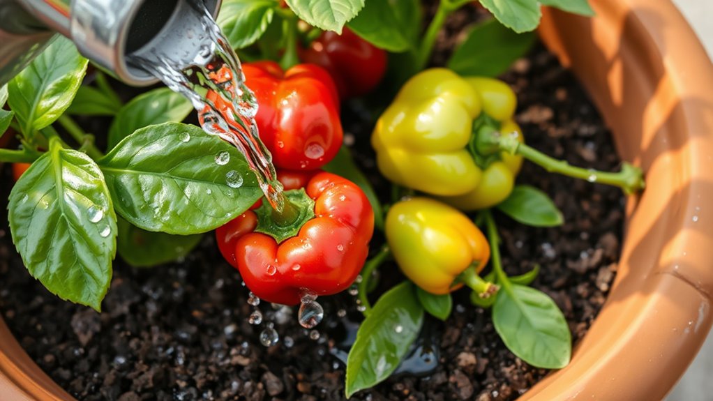 consistent watering for peppers